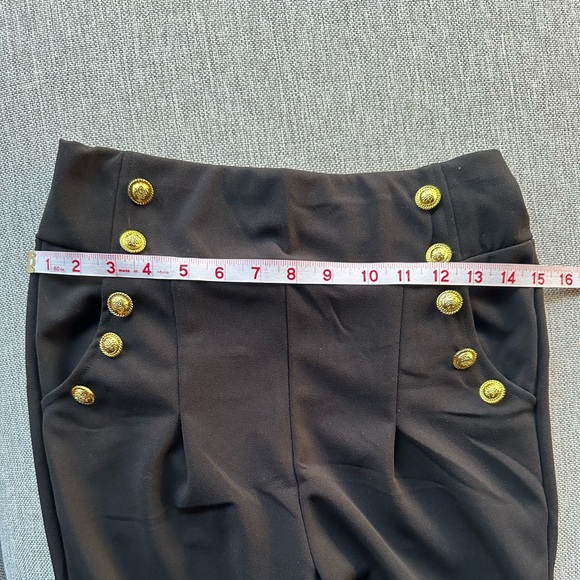 Gold buttons sailor style wide leg pants, small - Picture 3 of 8